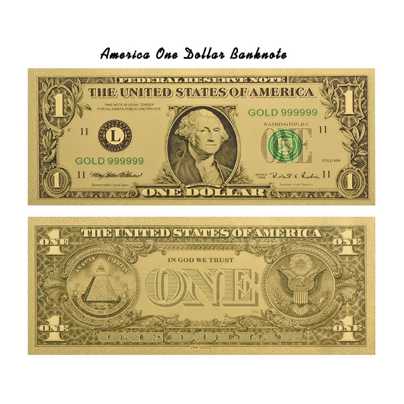 WR American Gold Plated Fake Money Quality 24k Golden United States Bill Note with Nice Stand for Collection Artwork | Дом и сад