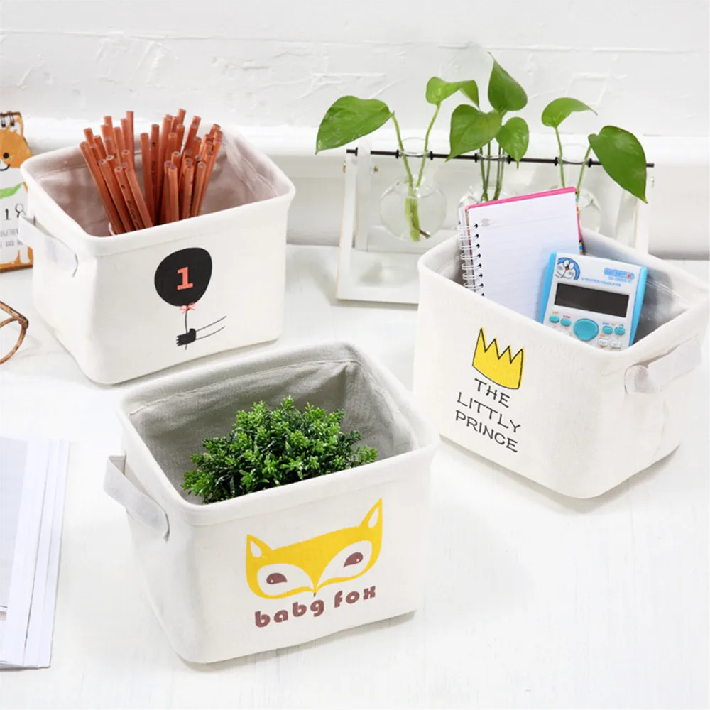 Креативная настольная корзина для хранения из хлопка и льна водонепроницаемый