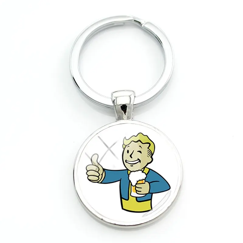 JWEIJIAO, модный брелок для ключей Fallout Shelter, стеклянный кабошон, изображение купола, заказное ювелирное изделие, подарок FS17 - Цвет: FS04