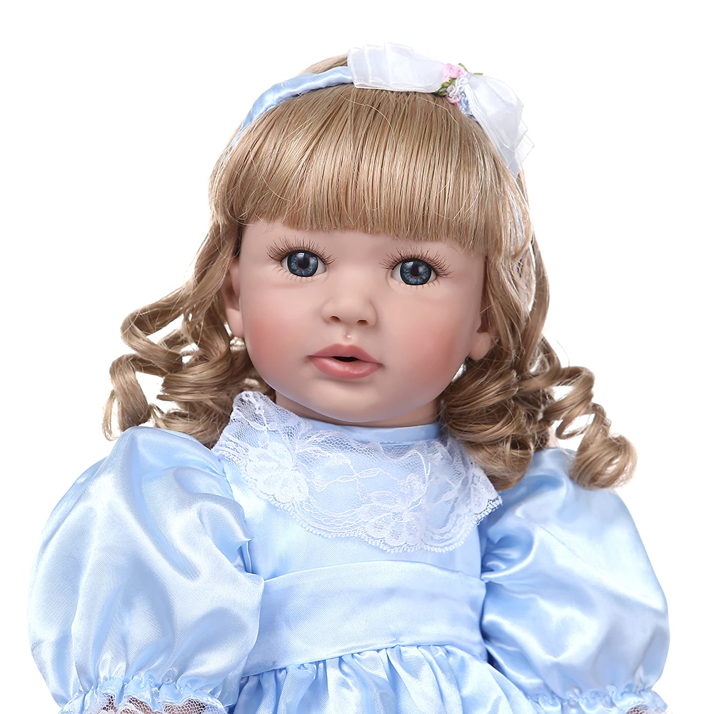 60 см reborn baby girl doll принцесса с длинными вьющимися светлыми волосами кукла игрушка