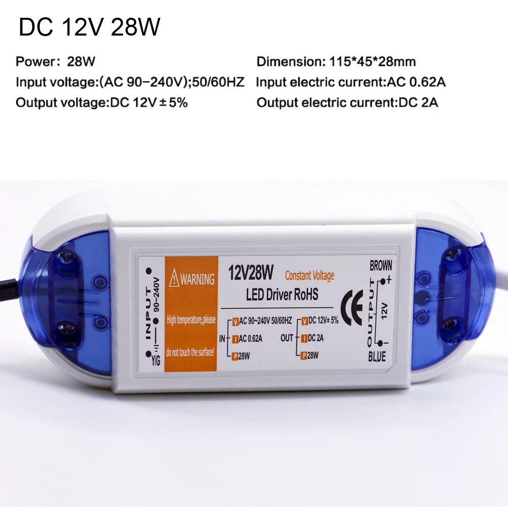 Светодиодный драйвер DC12V/18 Вт/20 Вт/48 Вт/72 Вт/100 Вт Трансформаторы освещения высокое