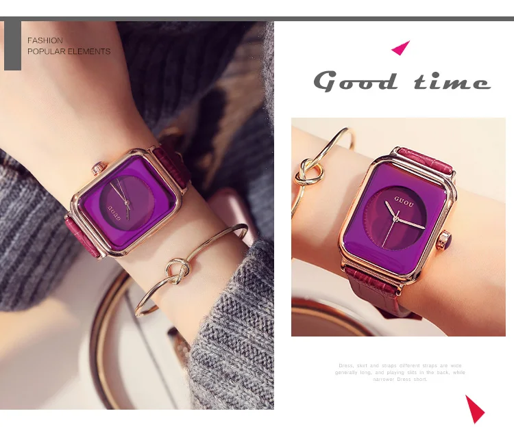 Женские часы-браслет GUOU, модные женские часы, роскошные часы reloj mujer, часы для женщин, кожаные часы для женщин, relogio saat