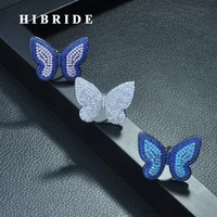 hibride high quality fashionable unique adjustable ring micro paved shining cz movable butterfly shape jewelry party gift r 261