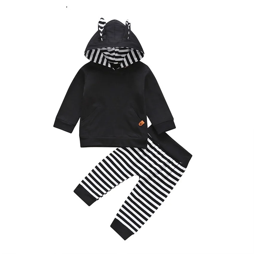 

COSPOT Baby Boys Clothing Set Kids Hoodies+Stripe Pants Kids Hooded Suits Bebes Fox Coat Pullover & Joggers Baby Boy Clothes 25