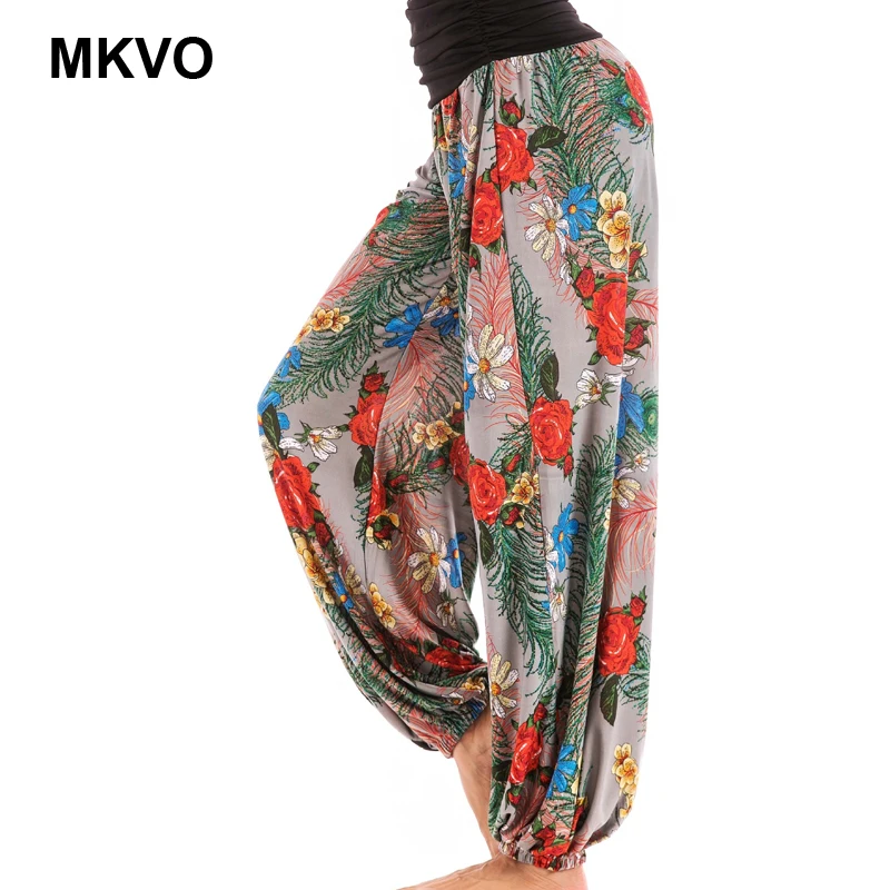 Высококачественные женские брюки boho с леопардовым принтом Стрейчевые высокой