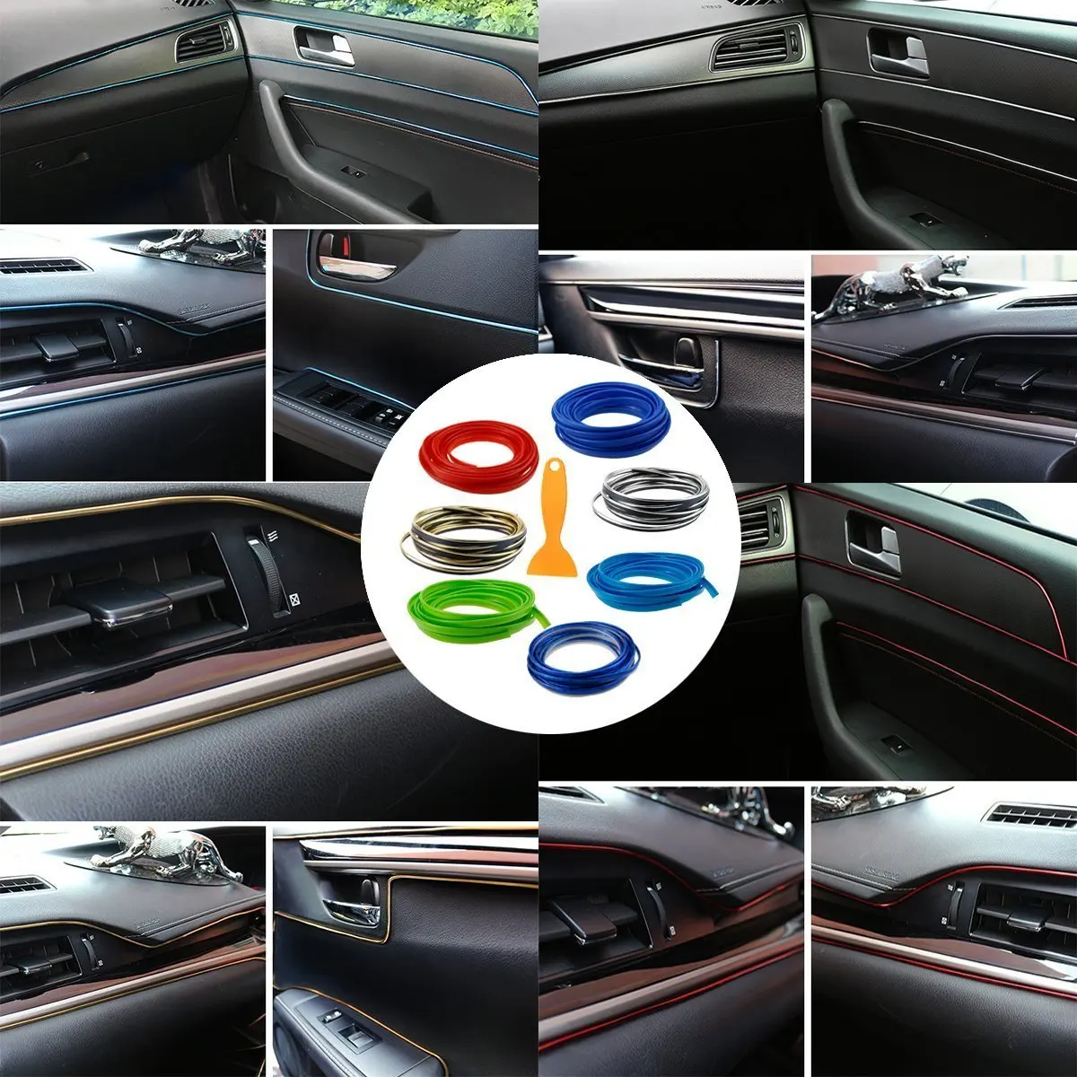 

LVTUSI 1PC Car Styling Exterior Accessories Decorative Thread 3M Auto Sticker Insert type Air Outlet Easy Install For All Car DJ