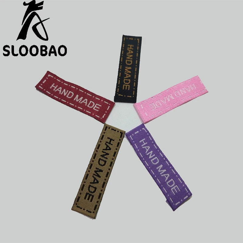 

Sloobao 4,2x1,2 см 100 шт Пять цветов ручной работы этикетки, тканая этикетка для одежды Одежда Обувь шляпа и сумка аксессуары бирка