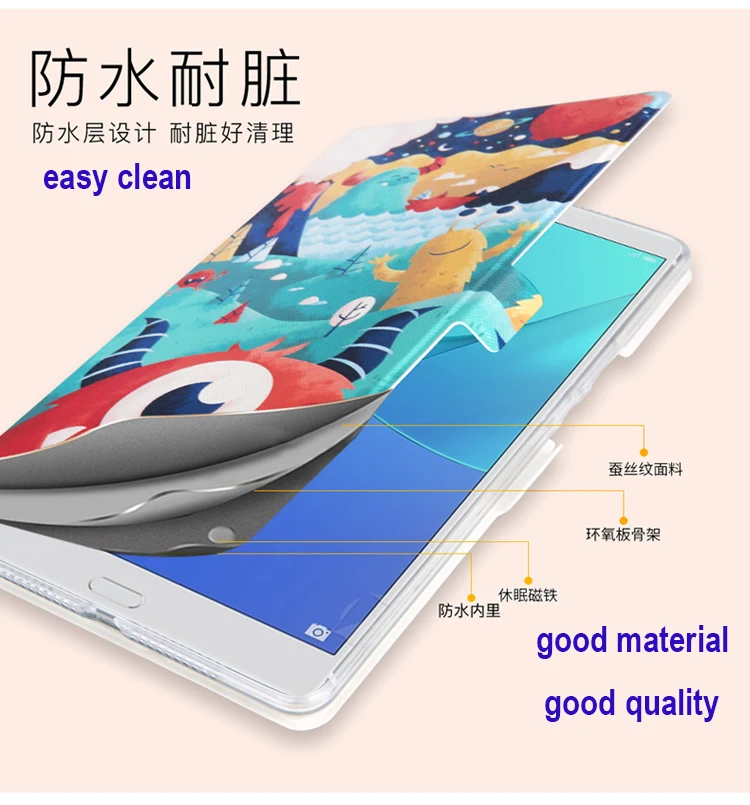 Цветной чехол с мультяшным рисунком для Huawei MediaPad M5 8 4 дюйма искусственная кожа