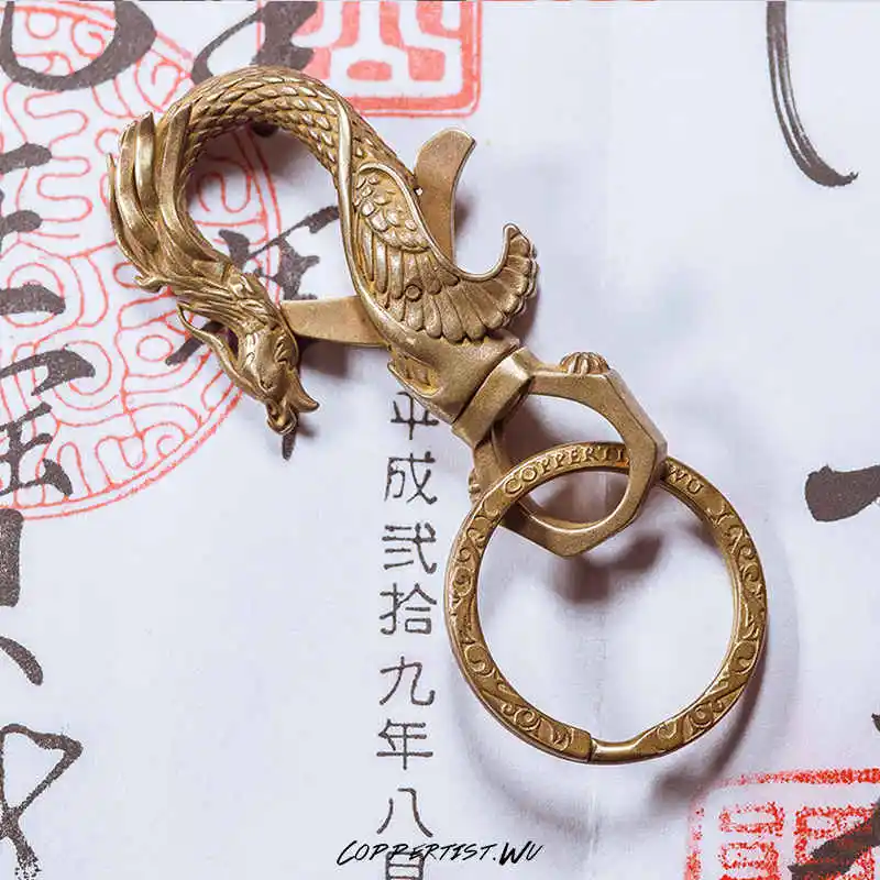 Coppertist. wu латунь Феникс шаблон карабин Омаров застежки Поворотный коготь крюк брелок открывалка для бутылок - Цвет: Type 3