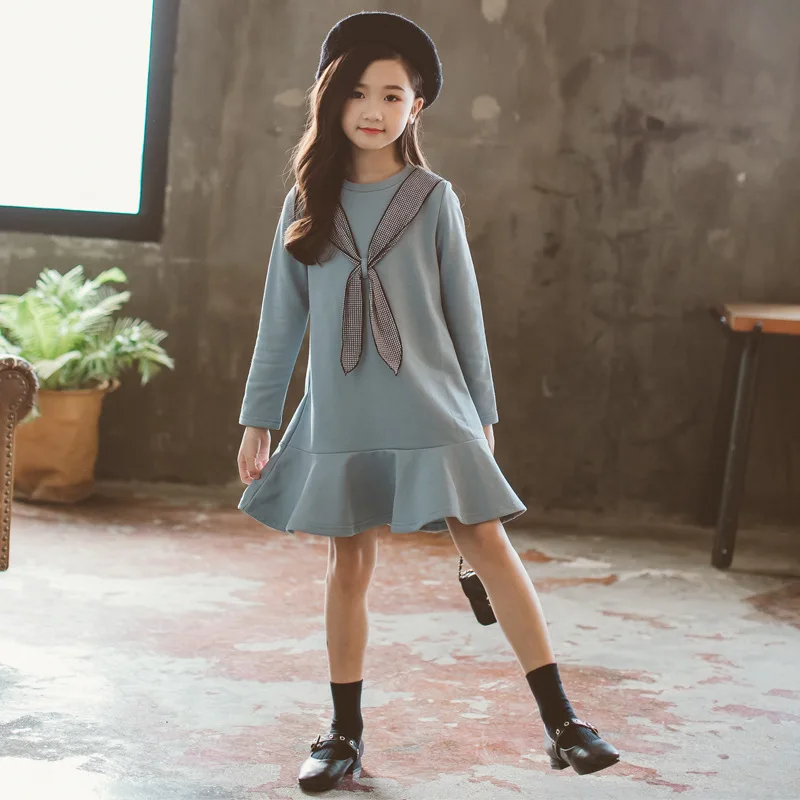 2019 New Autumn Baby Princess Dress Girls Cotton Kids Dresses for Toddler Bow Clothes #3610 | Детская одежда и обувь