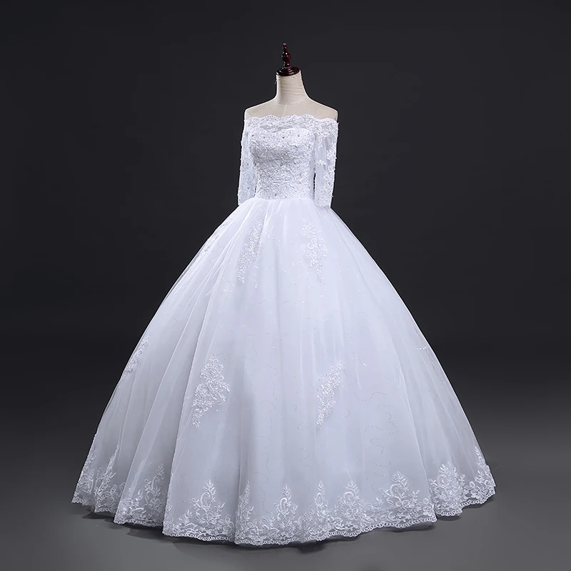 Fansmile Vestido de Noiva винтажное кружевное бальное платье свадебное платье подгонка размера плюс свадебное платье FSM-021F