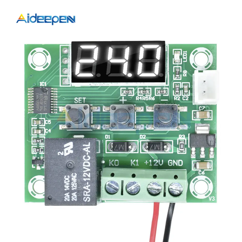 W1209 AC 110 V-220 V Цифровой термостат контроль температуры переключатель контроллер термометра тепло холодный синий/красный/белый/зеленый дисплей