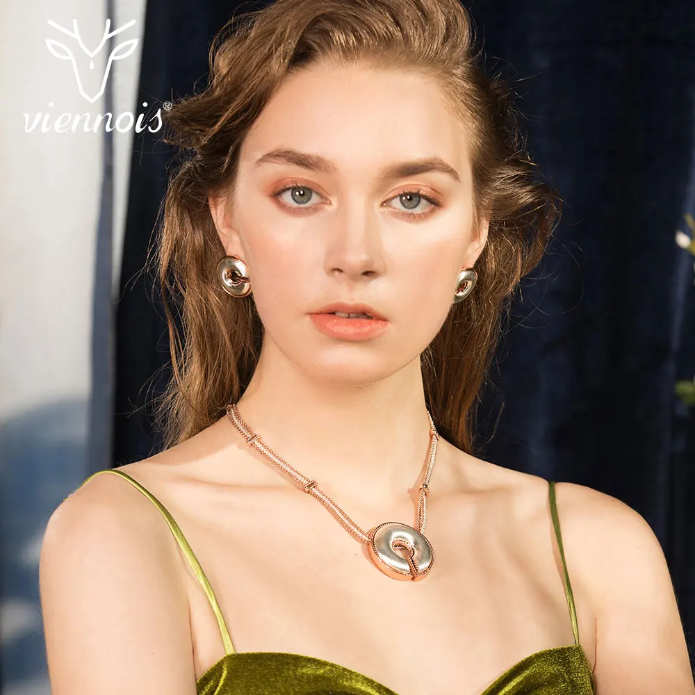 Viennois новинка набор украшений для женщин сережки гвоздики из серебра/розового
