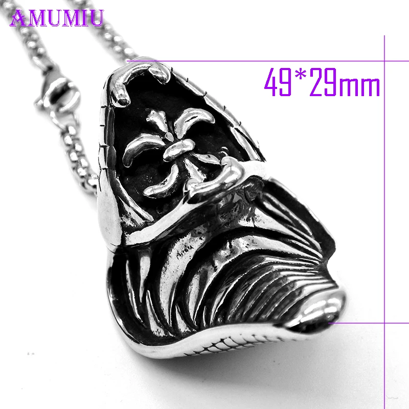 Ожерелье из нержавеющей стали AMUMIU подвеска в виде змеиного языка кулоны с