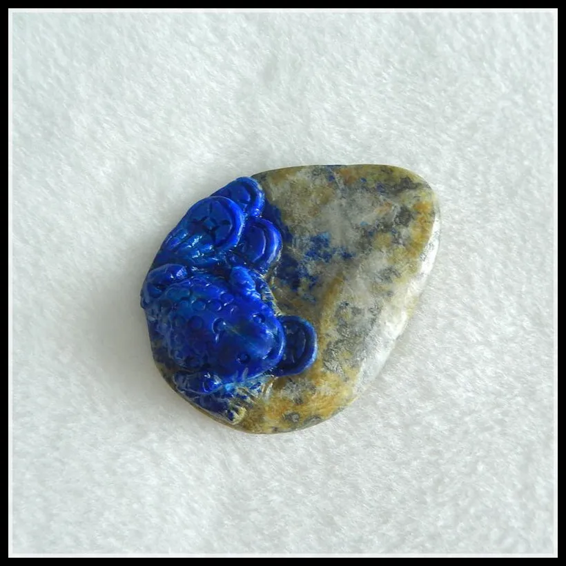 

Wholesale gemstone,Birthday gift,Natural Carved finish Lapis Lazuli Cabochon,43x34x8mm,14.36g