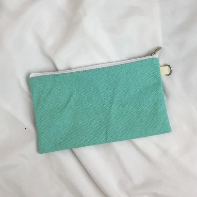Light Green 100 шт цветные Пустые холщовые пеналы на молнии, бумажные мешочки для ручек, хлопковая косметичка, сумки для макияжа, сумка-клатч для мобильного телефона, Органайзер - Цвет: Light Green