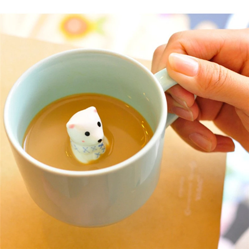 3D милый мультфильм кролик керамическая чашка скрытые животные внутри праздник и