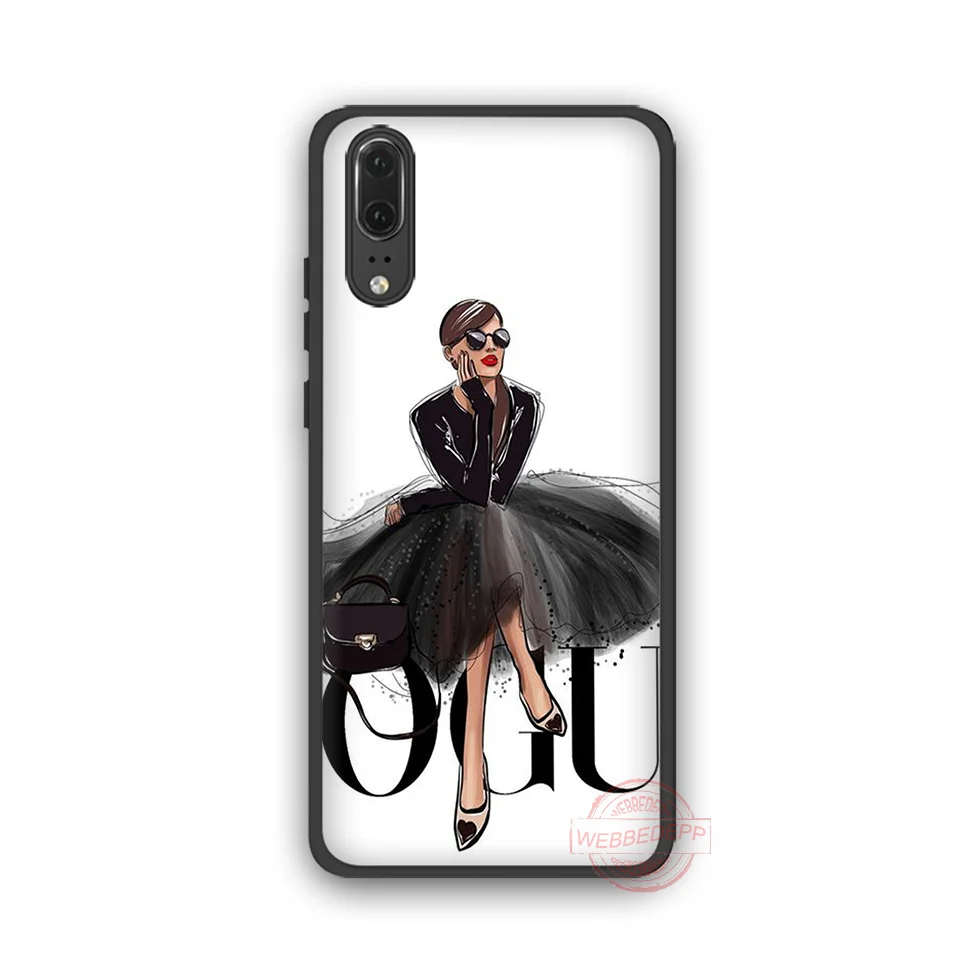 WEBBEDEPP black and white vogue TPU phone case for Huawei P10 P20 P30 Lite Pro Y6 Y7 prime 2018 Y9 2019 |