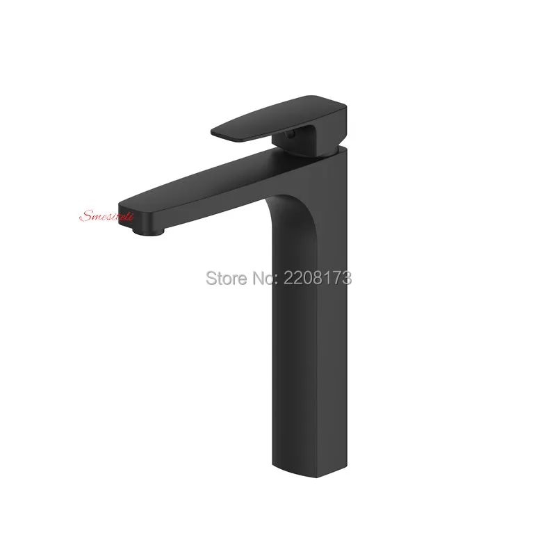 

Smesiteli Newly Arrived Simple Style 100% Brass Counter Top Basin Mixer Tap Tall Bathroom Vessel Sink Faucet Matte Black Finish