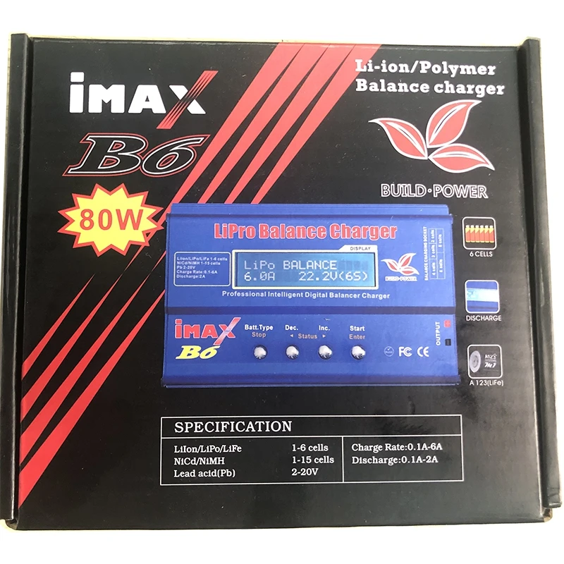 IMAX B6 RC Lipo зарядное устройство/Dis устройство 80W цифровой ЖК-экран NiCd NiMH литиевый