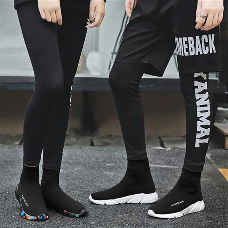 Large size socks shoes men's lightweight sports flying woven mesh breathable running casual high to help shoe | Обувь