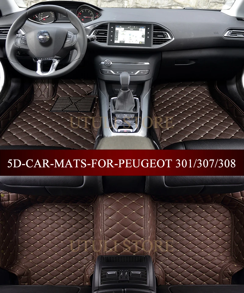 Кожаные автомобильные коврики для Peugeot 301 307 308 206 207 208 508 308sw 307sw 5D водонепроницаемые
