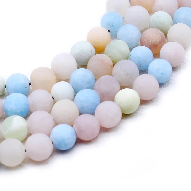 Natural stone beads colorful Matte morganite round loose for jewelry making 15inche/strand diy bracelet necklace | Украшения и