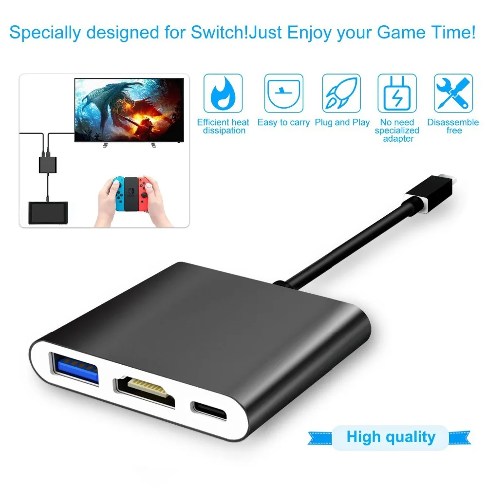 HDMI Тип C концентратор адаптер для nintendo Переключатель конвертер док кабель NS