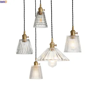 Скандинавские медные стеклянные светодиодные подвесные светильники IWHD, осветительные приборы для бара, столовой, ЯПОНСКИЕ ВИНТАЖНЫЕ светильники в стиле ретро