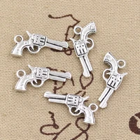 30pcs charms pistol gun 22x12mm handmade craft pendant making fitvintage tibetan bronze silver colordiy for bracelet necklace
