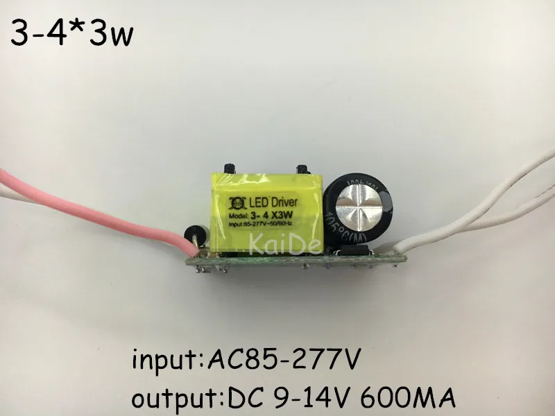 5 шт. 3-4*3 Вт 10 Светодиодный драйвер вход AC85-277V выход DC9-14V 600мА встроенный источник
