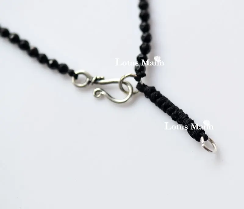 Браслет с одним обручем лотоса Манн из черного камня (16 см)|black stone|stone blackbracelet black