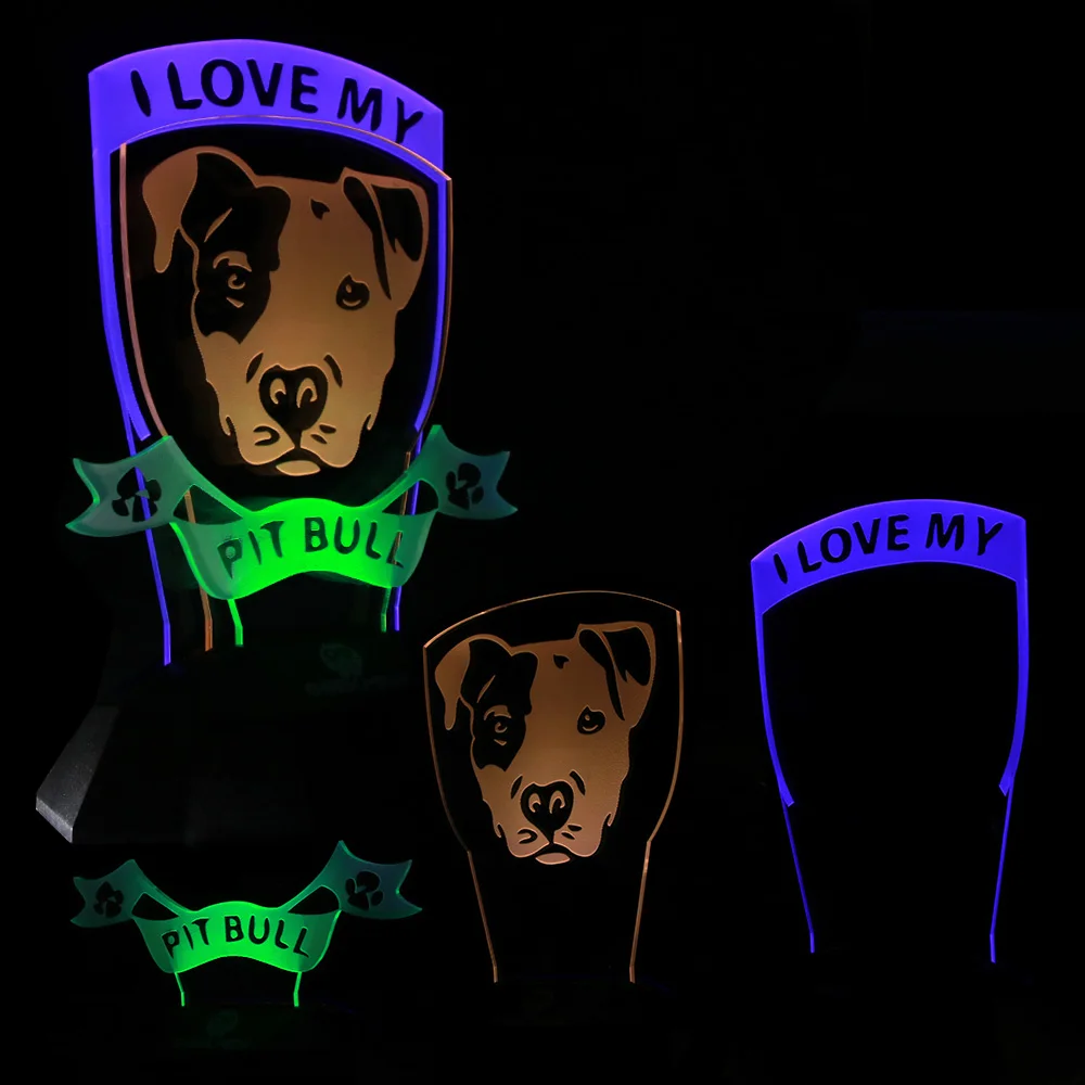 3D линейный светодиодный светильник «I Love My Pitbull», ночник для собак питбуля, дизайнерский светильник, новинка, настольная лампа для щенков, подарок для любителей собак