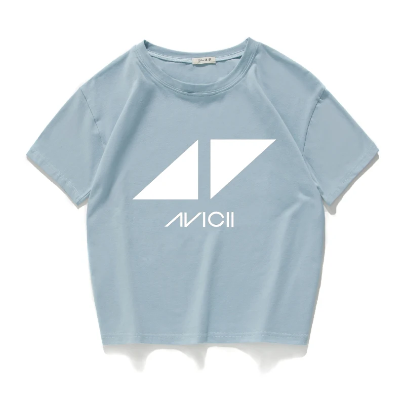 Новые DJ вентиляторы Avicii Летняя женская футболка с круглым вырезом хипстерская хлопковая короткая футболка Женская свободная кроп Топ уличная одежда женская одежда