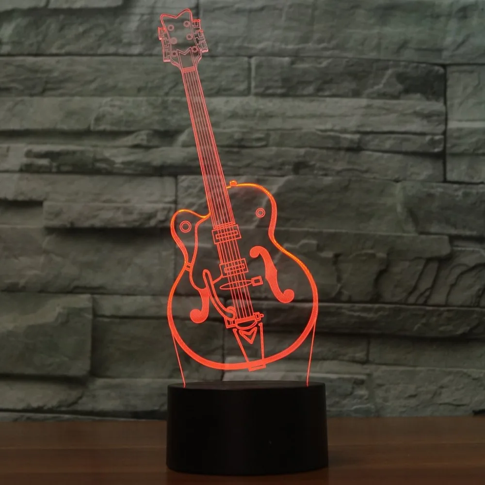 Цветная гитарная сенсорная 3d лампа иллюзия светодиодный ночсветильник USB