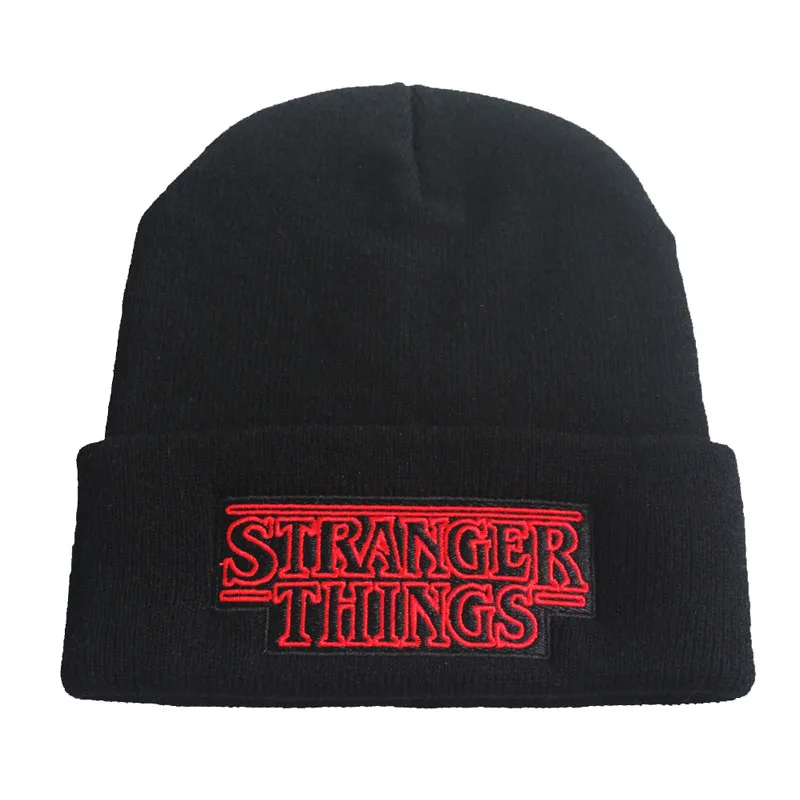 Шапка-бини с надписью Stranger Things для мужчин и женщин зимняя эластичная вязаная