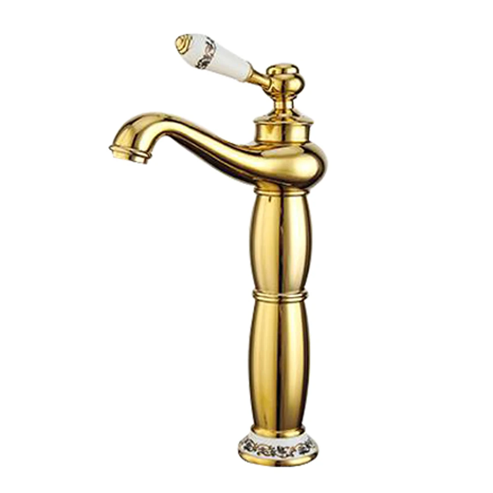 Высокий античный латунный Смеситель для раковины с креплением на столешницу