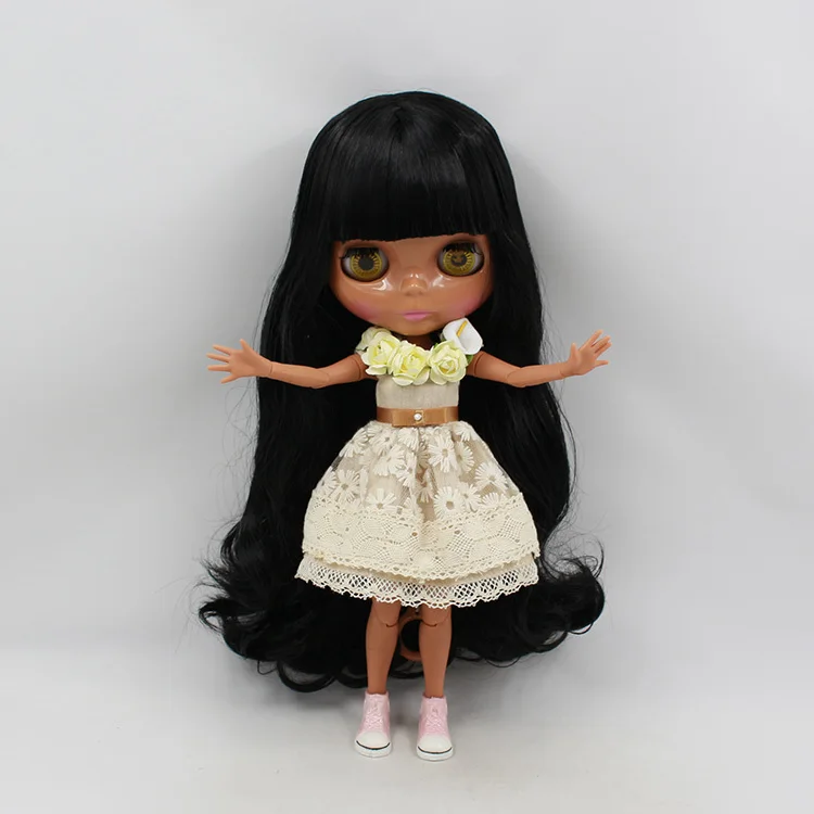 Обнаженная блит куклу совместный орган кукла черные волосы черная кожа завод