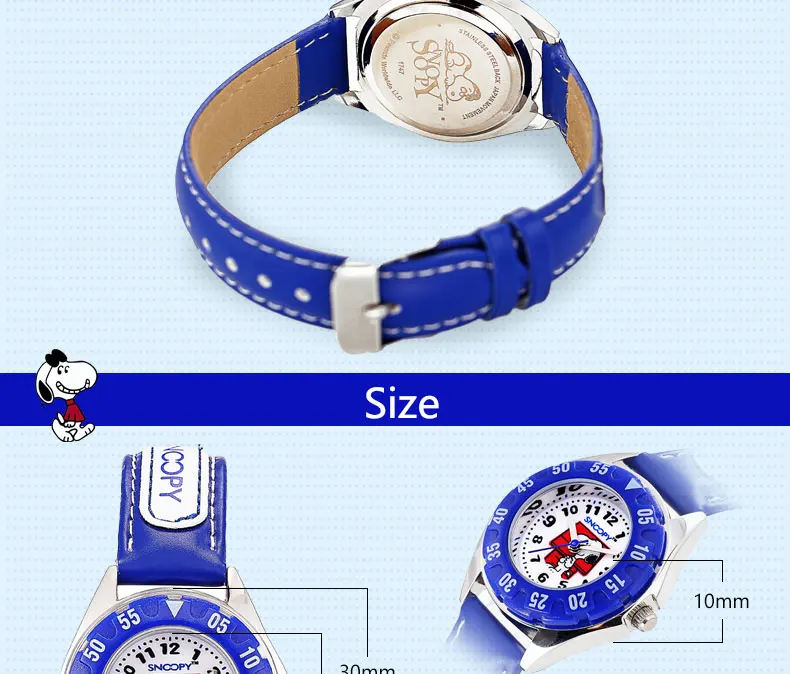Snoopy детские часы повседневные модные милые крутые кварцевые наручные часы для мальчиков водонепроницаемые