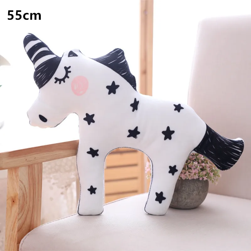 unicorn 55cm Детская плюшевая подушка, мультяшная подушка, детская спальная игрушка, Детская комфортная кукла, подушки в форме животного, украшение для дома - Цвет: unicorn 55cm