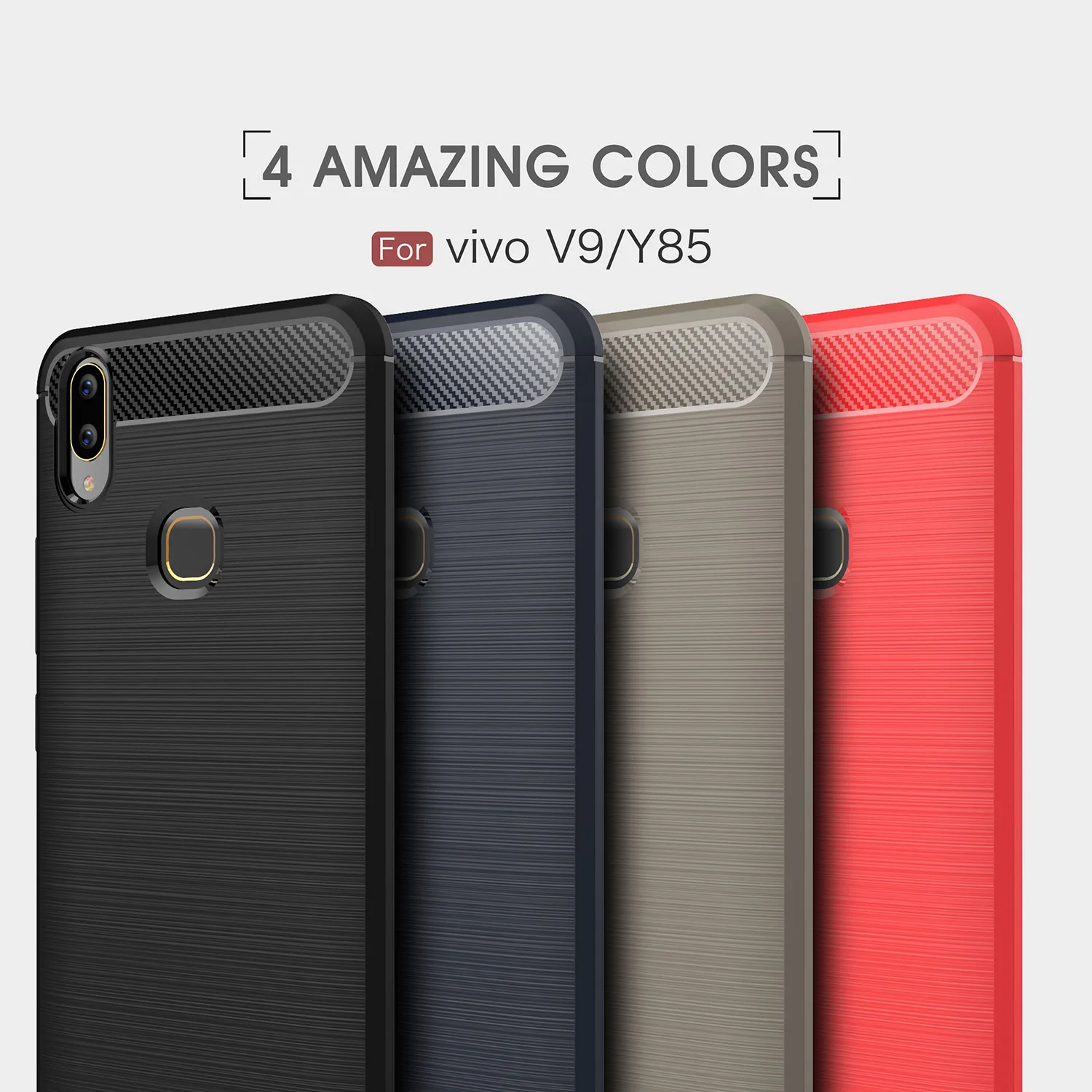 for Vivo V9 /V85 Case Slim Soft Silicon Luxury Brushed Back Cover Carbon Fiber TPU 6.3 inch Armor Protection Bag |