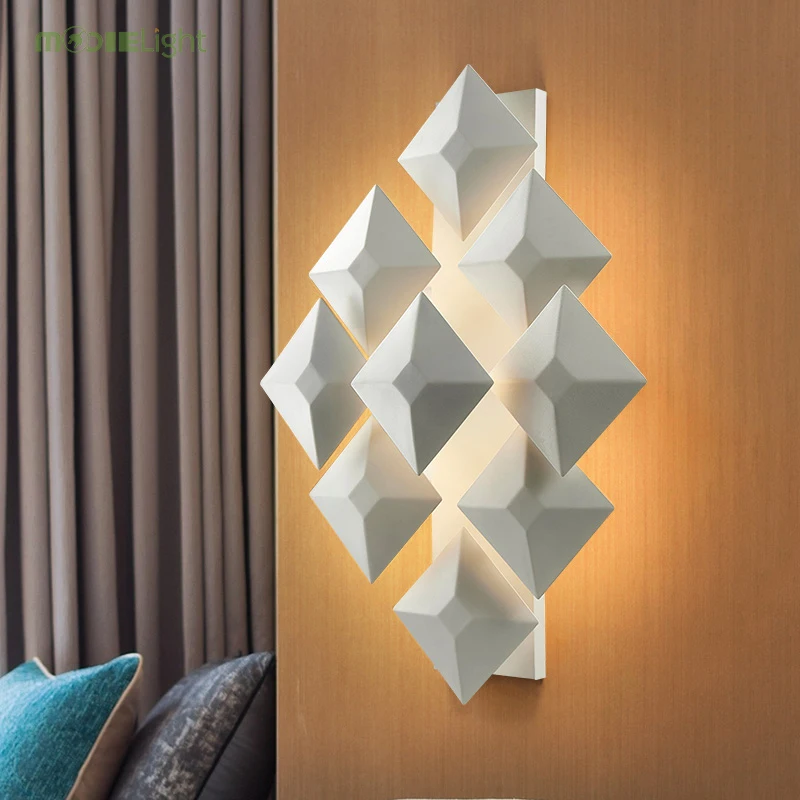 Геометрическая коллекция Современная железная Золотая настенная лампа клубный