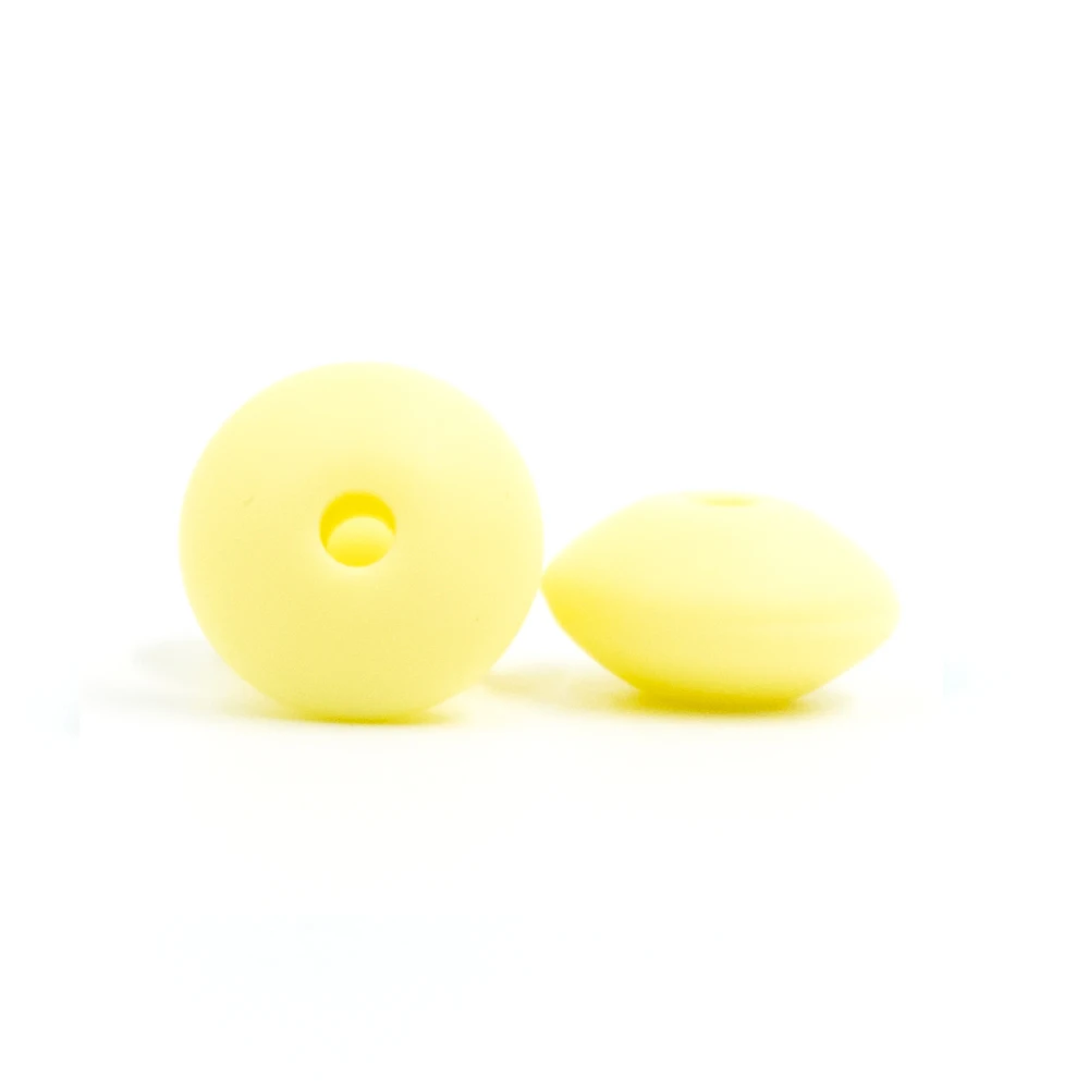 Cream Yellow 50 шт. жемчужные силиконовые бусины в форме чечевицы 12 мм BPA Бесплатный Детский Прорезыватель зубов Ожерелье-Прорезыватель Браслет DIY очаровательные свободные бусины игрушки для кормления - Цвет: Cream Yellow