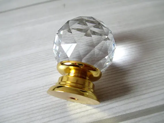 Ручки с кристаллом из стекла ручки комод круглые для ящиков золотой прозрачный