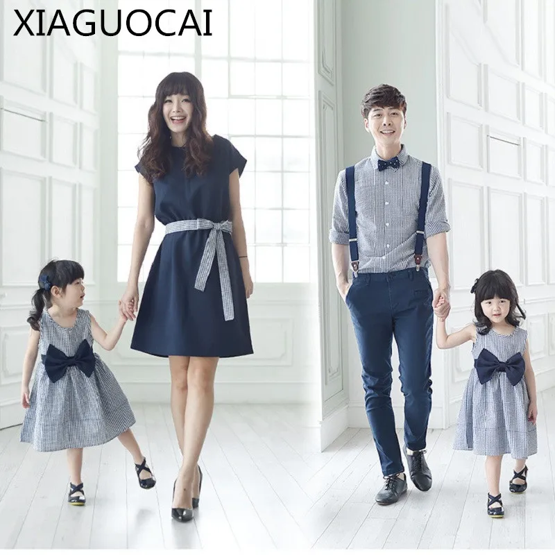 2018 летние одинаковые комплекты для семьи платье мамы и дочки короткая блуза Отца