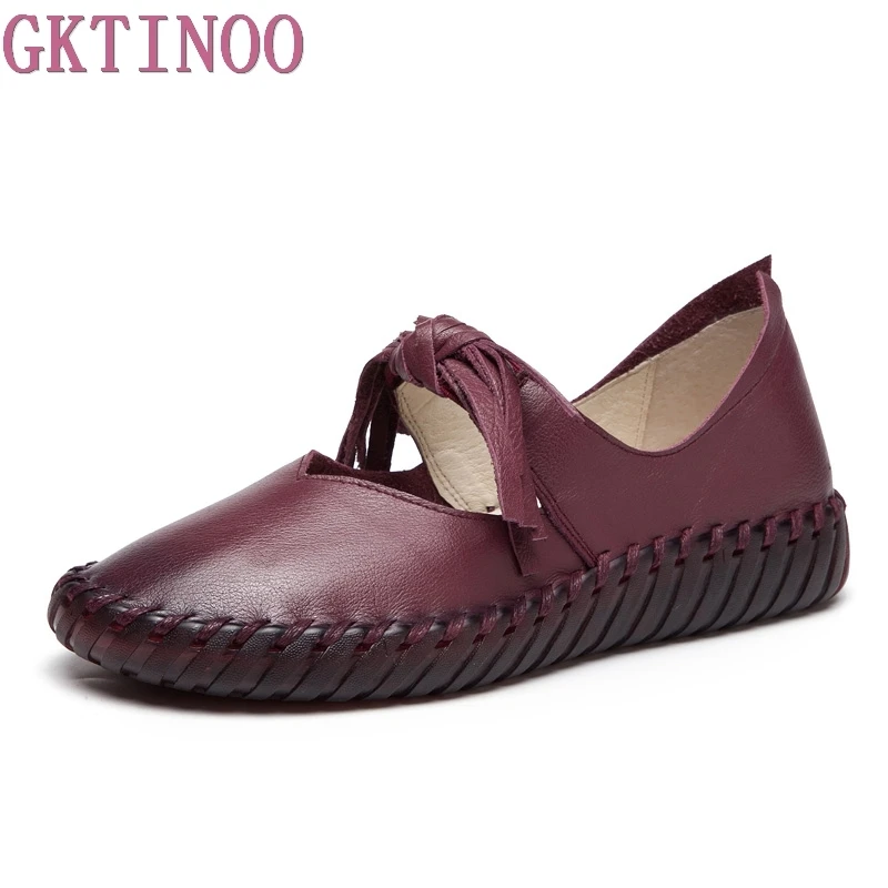 Мокасины GKTINOO женские из мягкой натуральной кожи туфли на плоской подошве