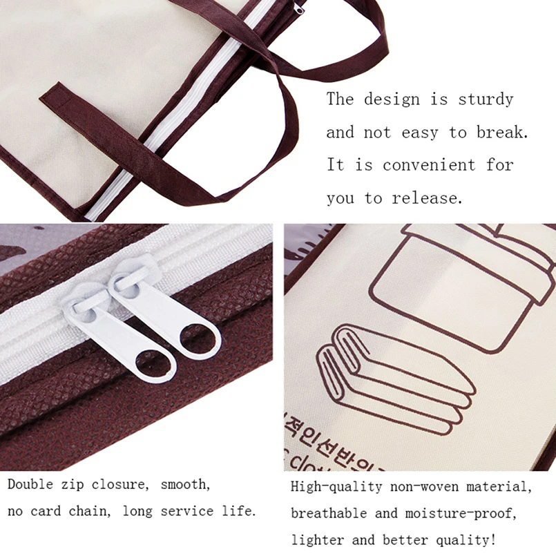 

Waterproof Breathable Non-Woven Portable Clothes Storage Bag Closet Organizer Bags For Clothes Eco-Friendly Quilt Storage Bag