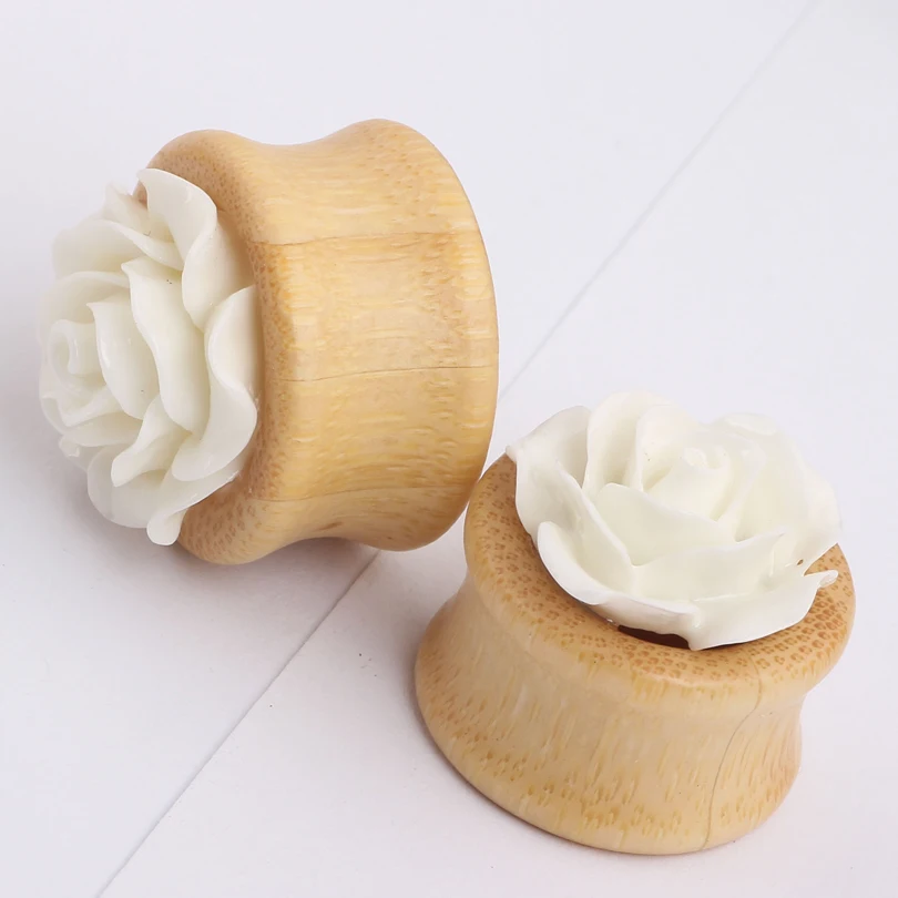 2 шт. экспандер для ушей натуральный цвет дерево белая роза датчик Затычки Для