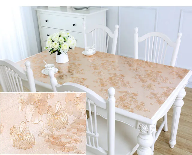 Flower rich Мягкое стеклянное покрытие для стола, цветная прозрачная пластиковая скатерть из ПВХ, водонепроницаемая скатерть для дома, украшение дома - Цвет: Flower rich