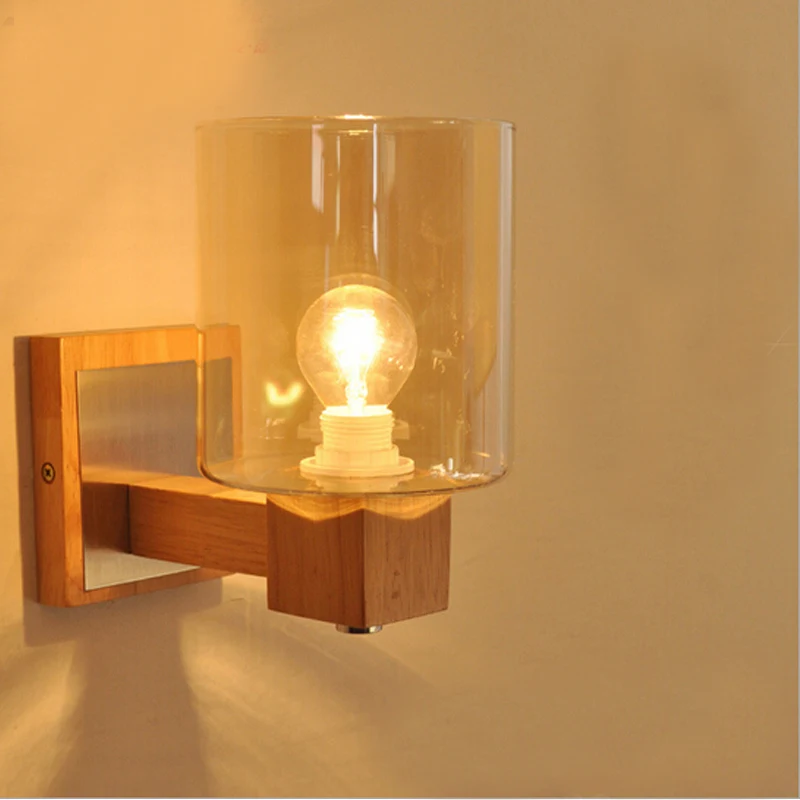 Modern Corridor Stairs Wood Led Wall Lamp Creative Personality Bar Restaurant Bedroom Bedside Glass Sconce Lighting | Лампы и